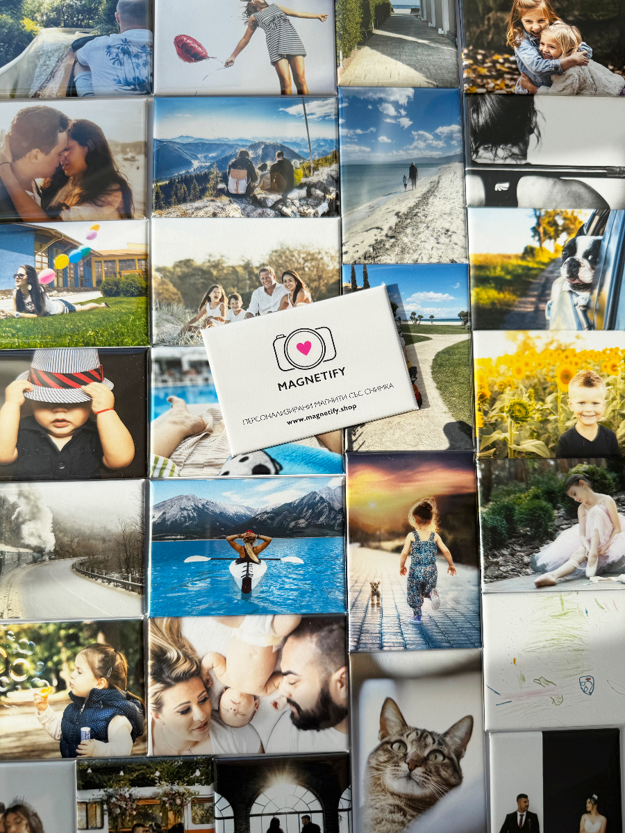 Персонализирани магнити с вашите снимки. Комплект от 6 броя, правоъгълни магнити с размер 7.8 х 5.3 см. Ръчно изработени. Бърза изработка и доставка.